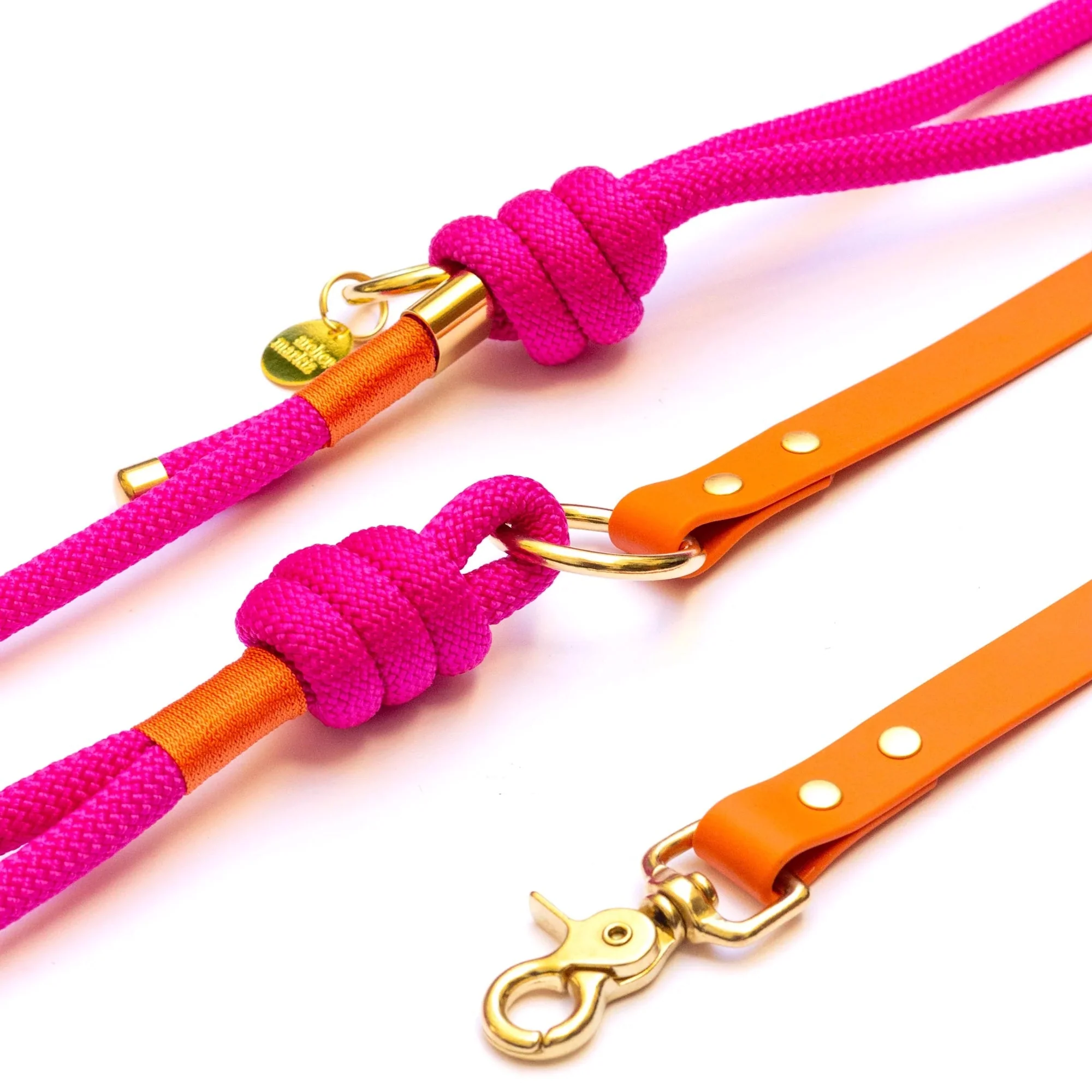 Ibiza Handsfree Hondenriem | Fuchsia & Oranje Touw & Biothaan - Afbeelding 2