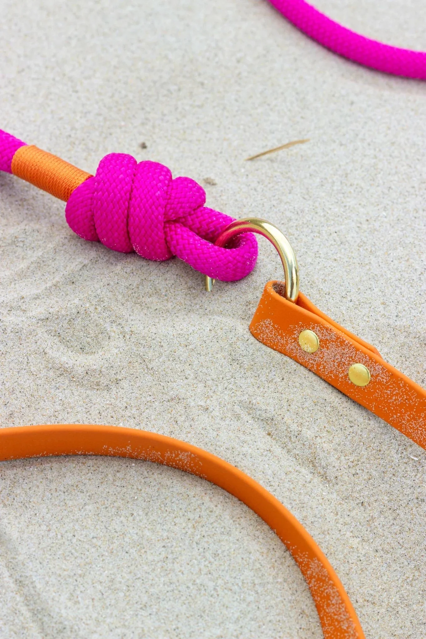 Ibiza Handsfree Hondenriem | Fuchsia & Oranje Touw & Biothaan - Afbeelding 3