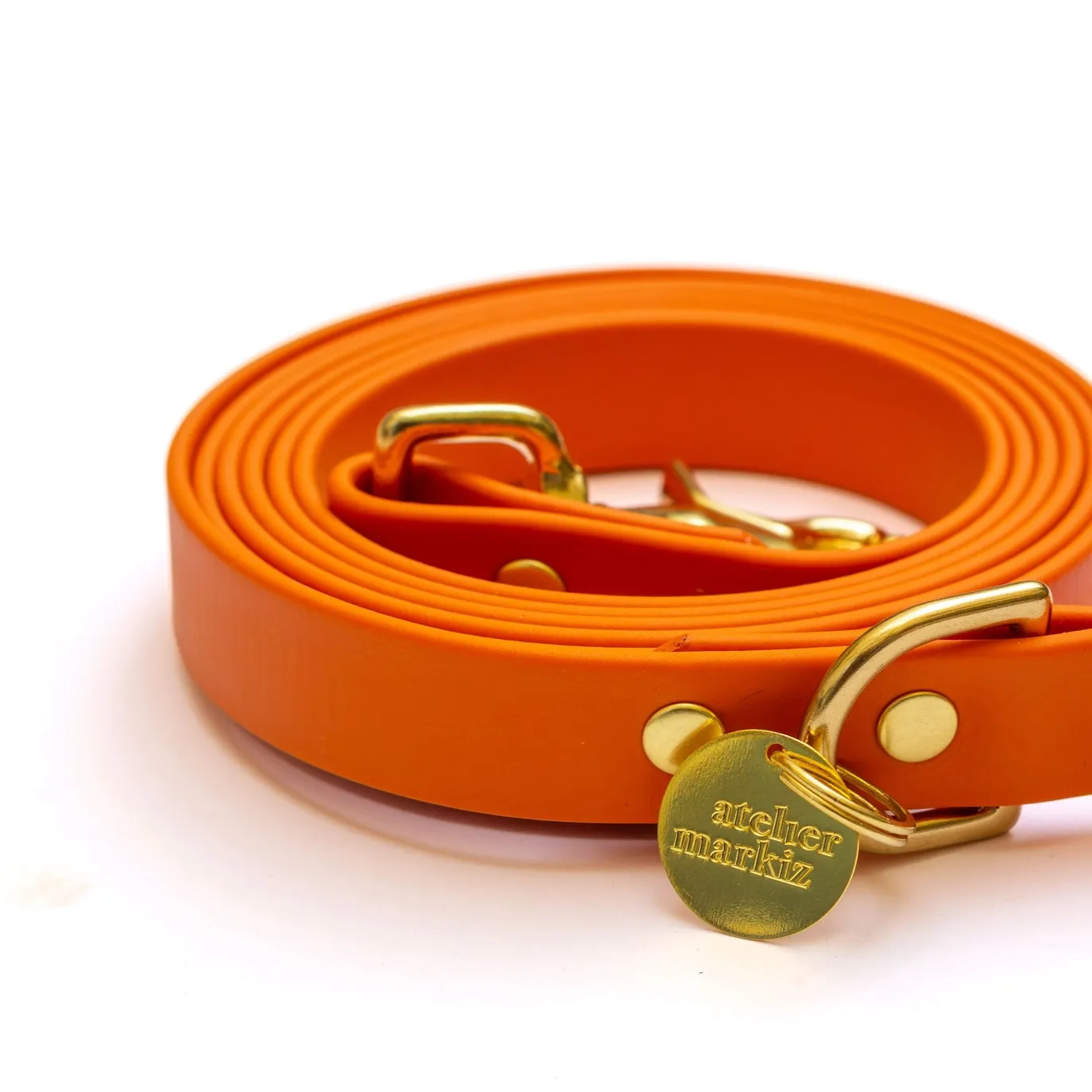 Waterdichte leiband met vergulden sluiting - Mandarijn - Afbeelding 2