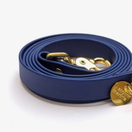 Navy Biothane Lounge 5 meter | Waterdicht & Duurzaam | Messing Beslag