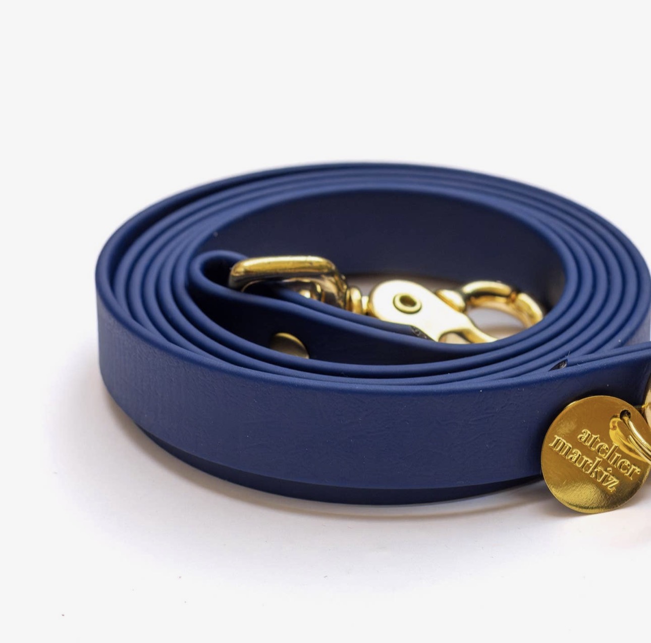 Navy Biothane Lounge 5 meter | Waterdicht & Duurzaam | Messing Beslag